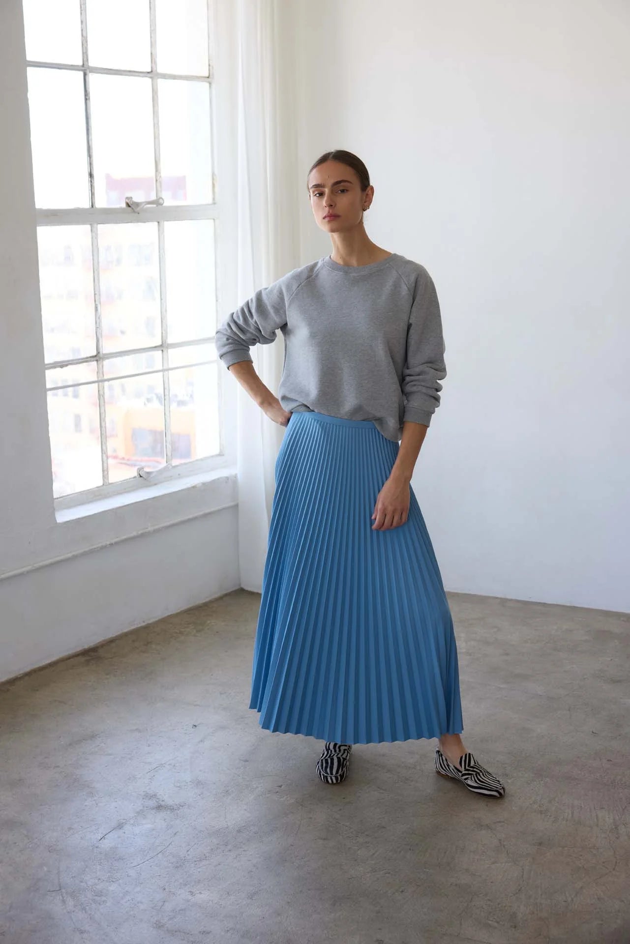 The Accordion Skirt in Baby Blue