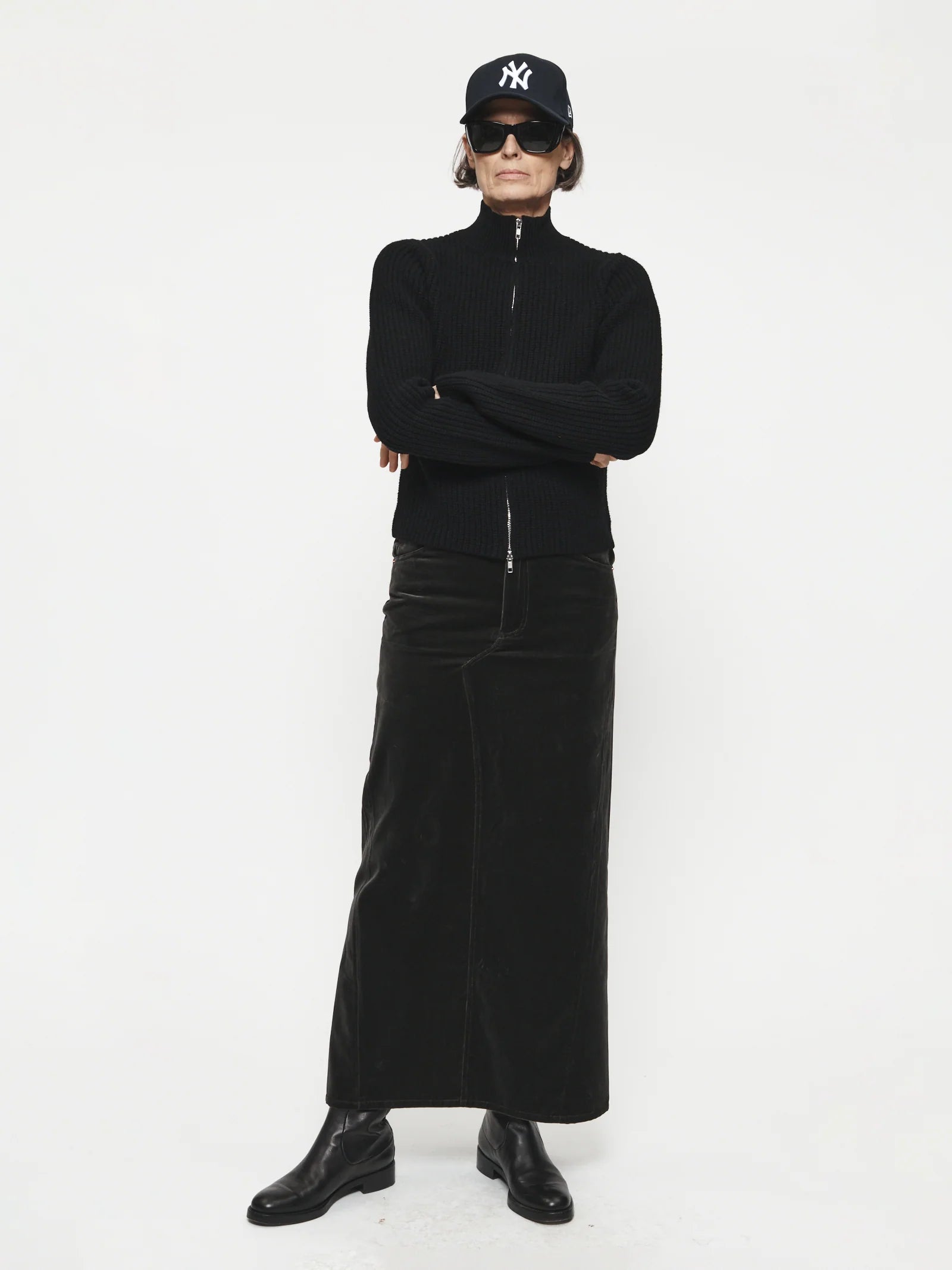 Velvet Long Skirt Mercury