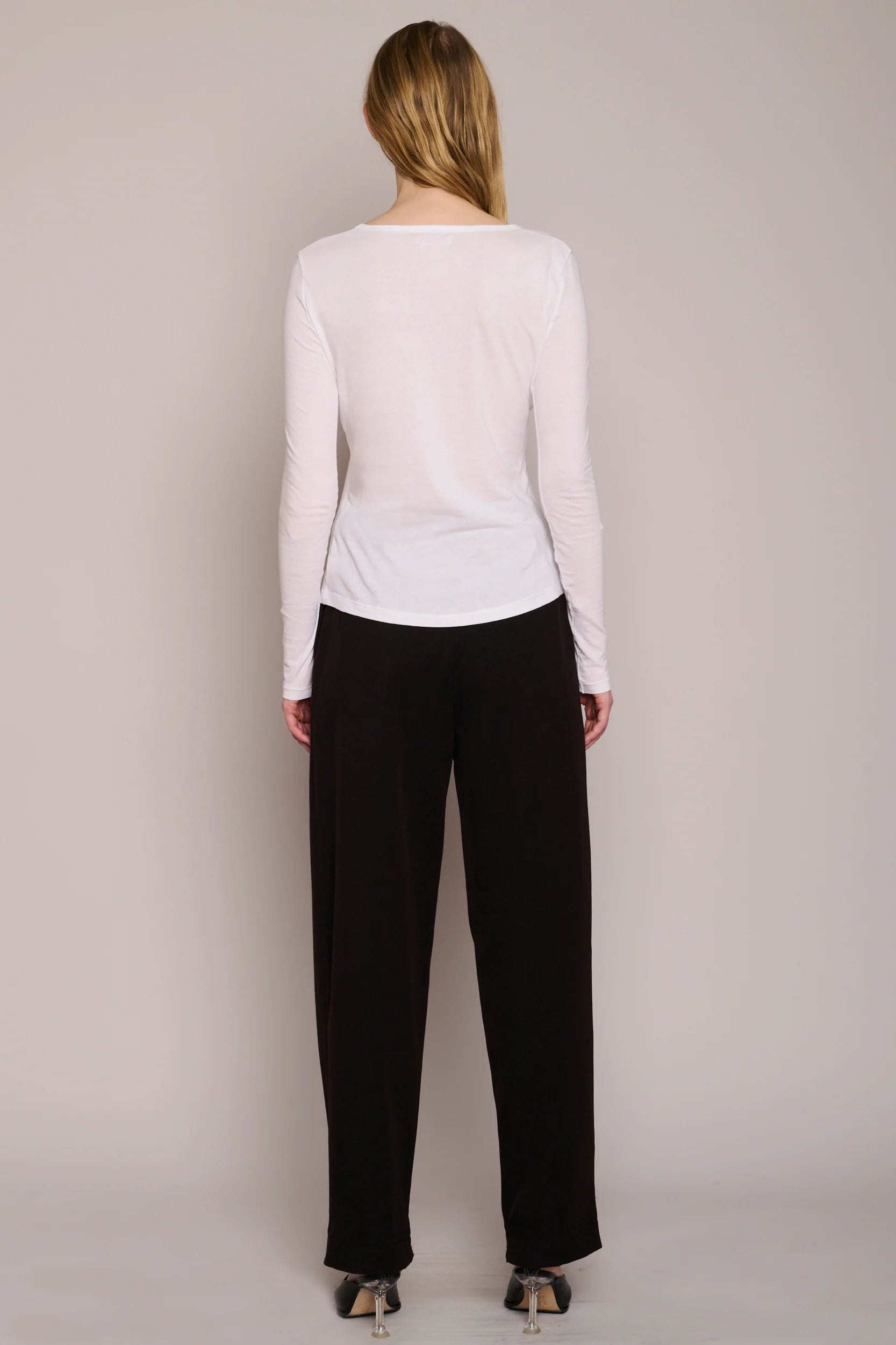 Long Sleeve Shirttail in White