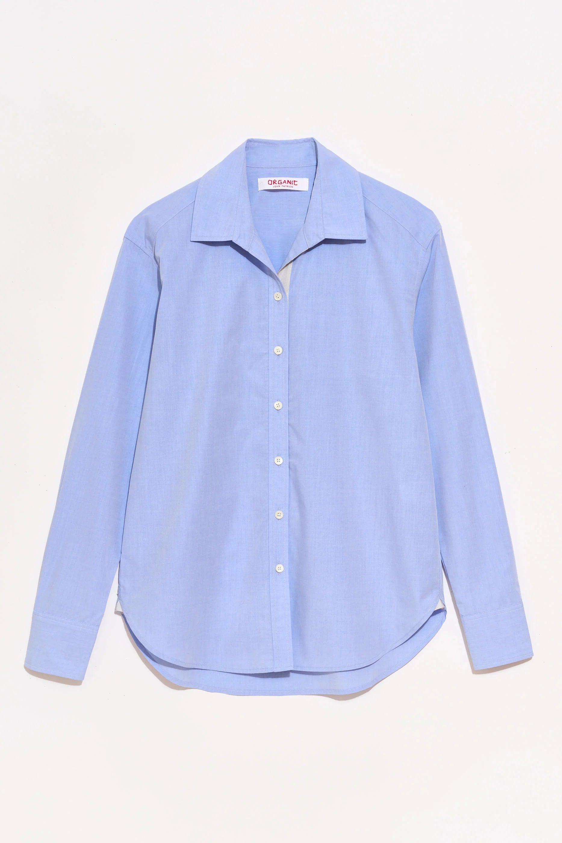 Cotton Poplin Button Up Shirt in Blue Poplin