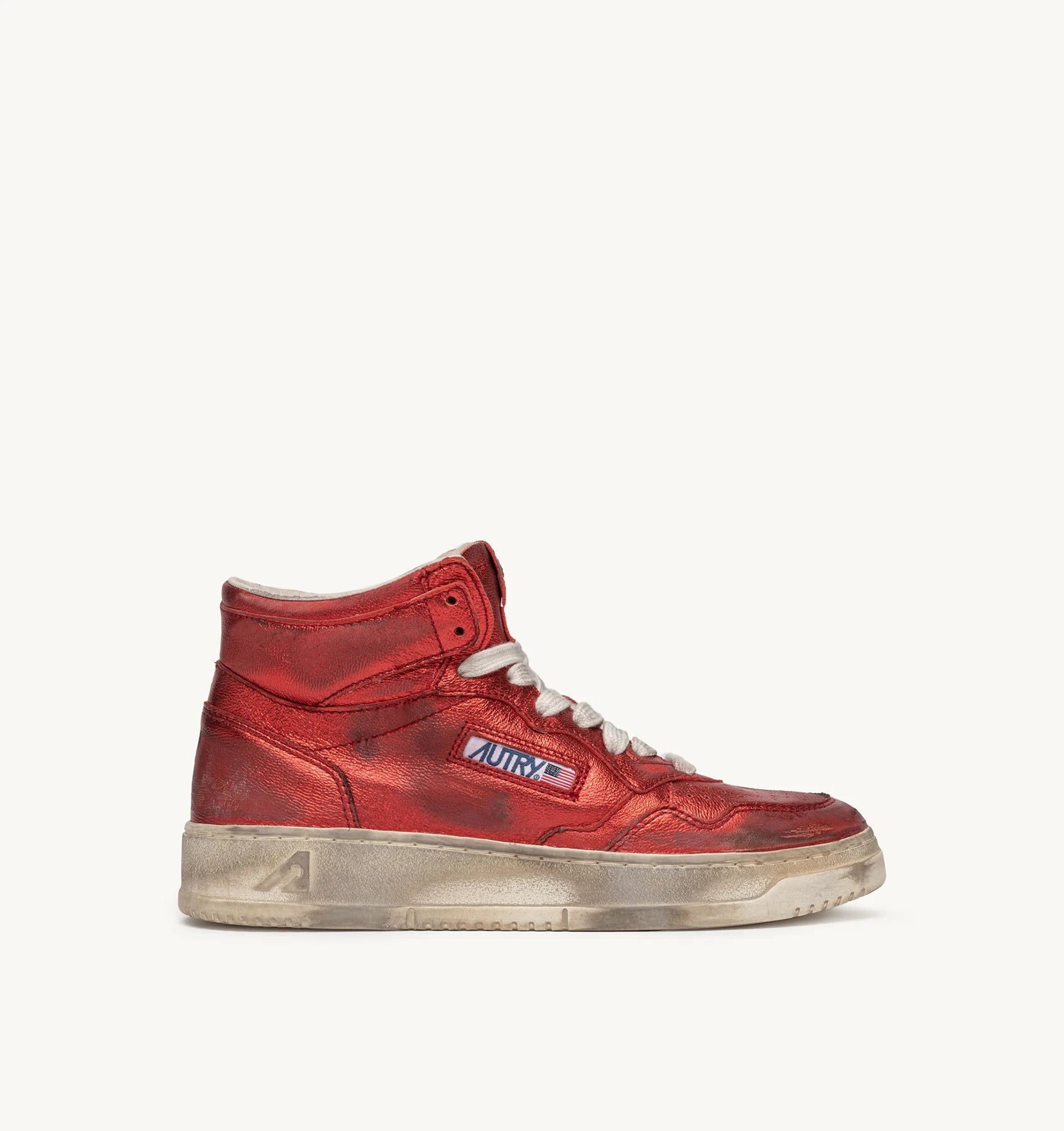 SUPER VINTAGE MIN SNEAKERS IN METALLIC RED LEATHER